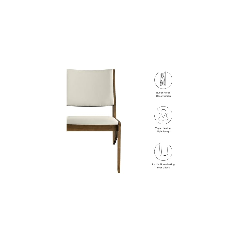 Modway Rylina Faux Leather Accent Chair Set of 2 in Weathered Oak Stone