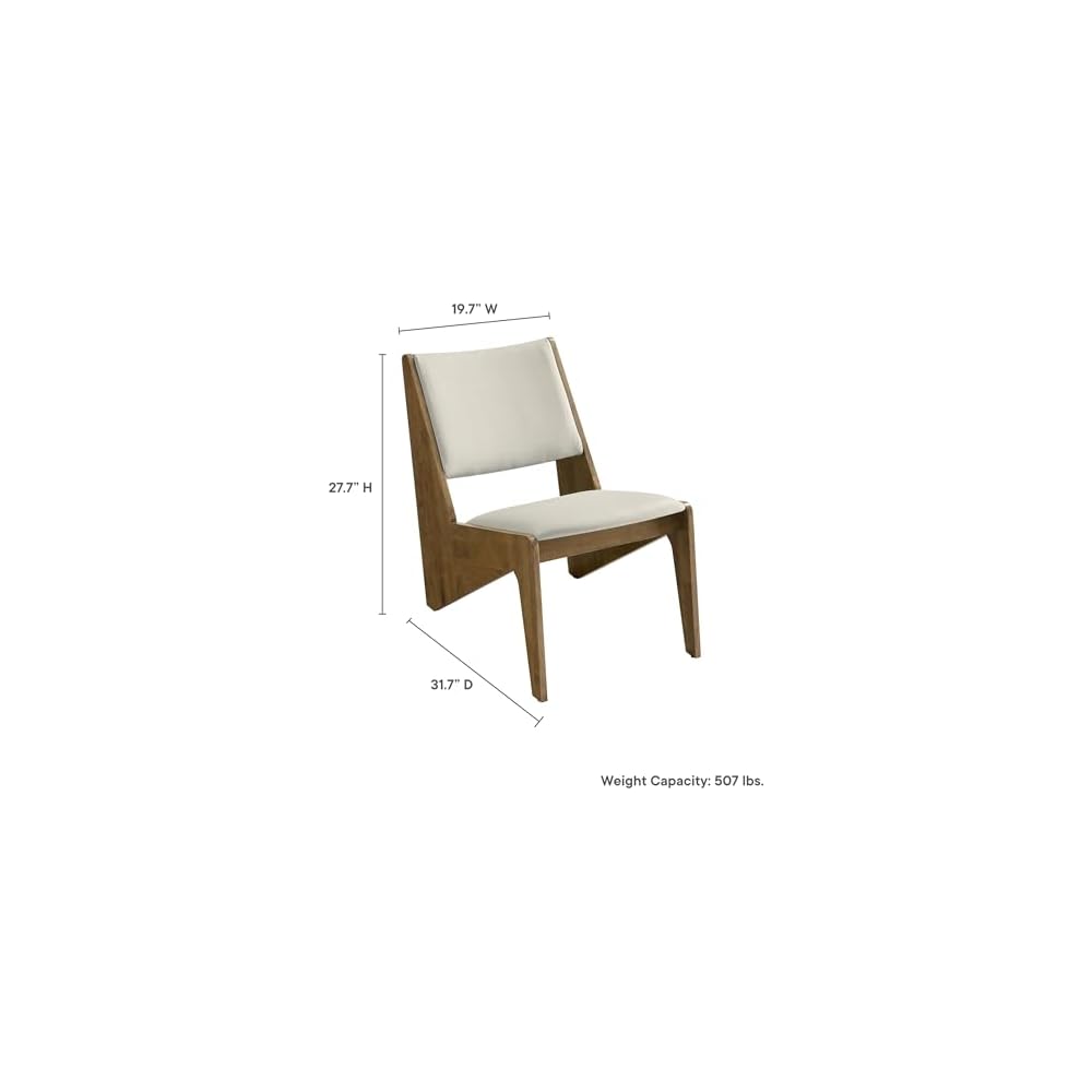 Modway Rylina Faux Leather Accent Chair Set of 2 in Weathered Oak Stone