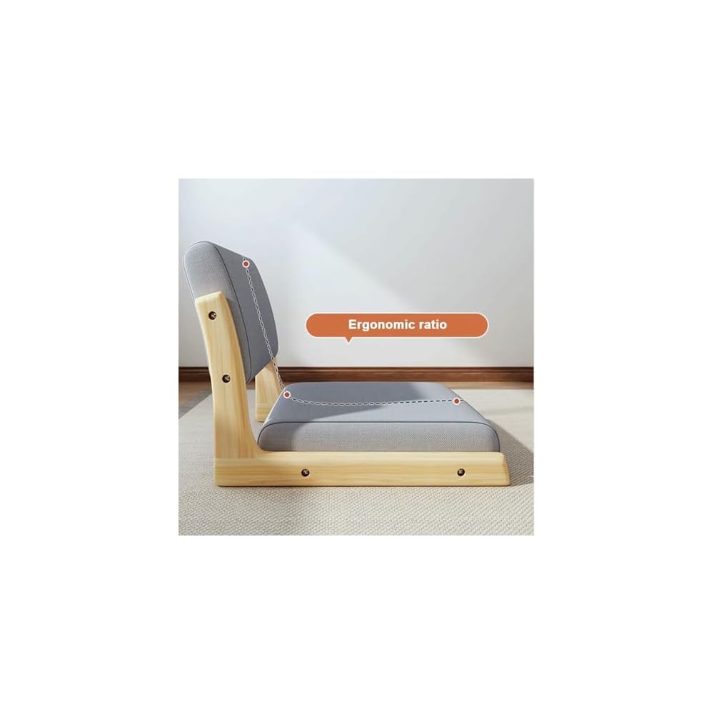Meditation Chair with Back Support - Solid Wood Tatami Floor Chair for Living Room, Bedroom, Bay Window