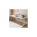OSCHF 63-Inch Extra Long Desk with Storage Shelf, Warm White