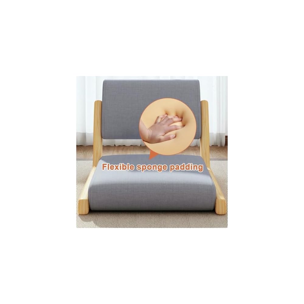 Meditation Chair with Back Support - Solid Wood Tatami Floor Chair for Living Room, Bedroom, Bay Window