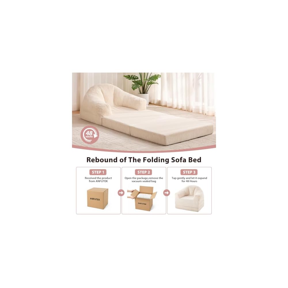 Folding Sofa Bed Convertible Sleeper Chair 2-in-1 Boneless Sofa