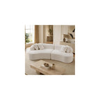 114" C-Shaped Chenille Sectional Sofa, White