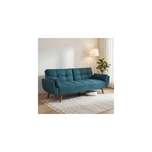 75" Convertible Futon Sofa Bed with Adjustable Backrest, Green