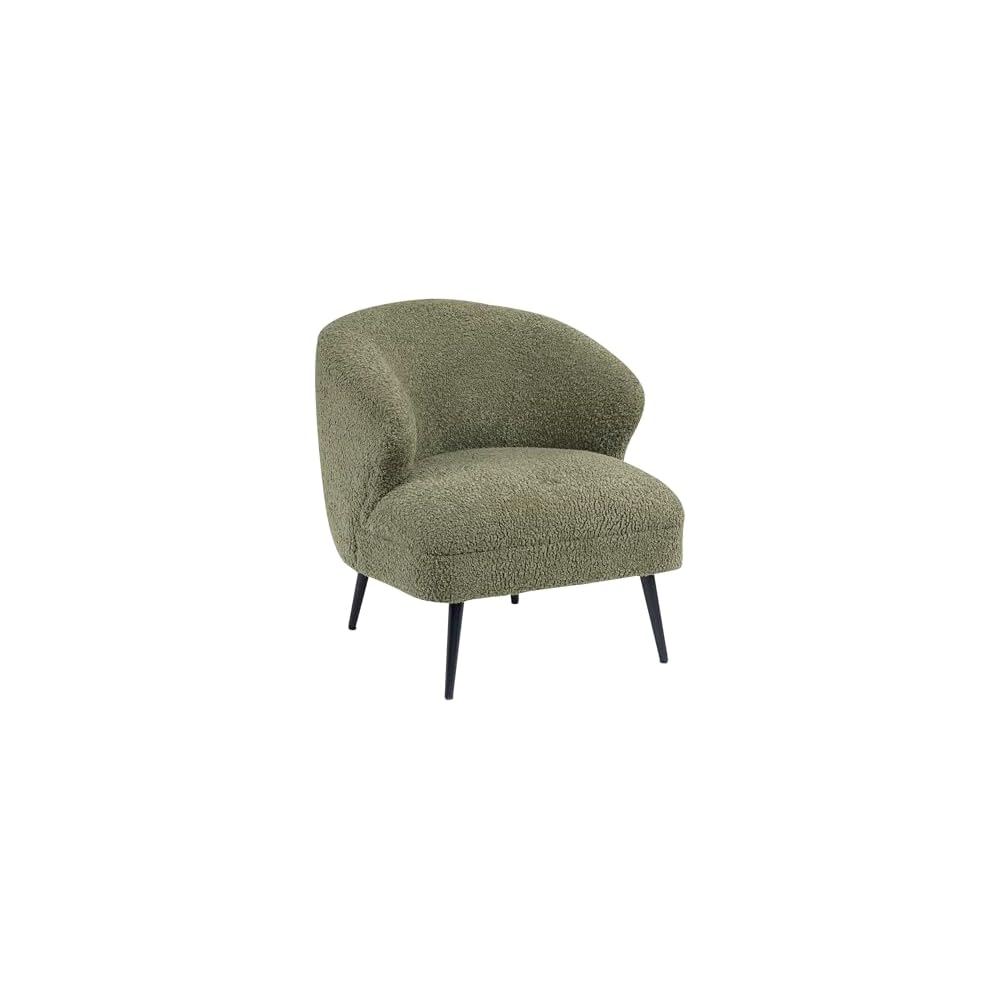 Lexicon Modern Accent Chair, Boucle Fabric Upholstered Single Sofa Chair with Curved Back for Living Room/Bedroom/Office/Apartment, Green