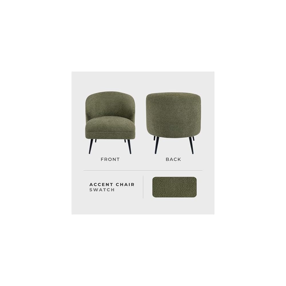 Lexicon Modern Accent Chair, Boucle Fabric Upholstered Single Sofa Chair with Curved Back for Living Room/Bedroom/Office/Apartment, Green