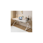 OSCHF 63-Inch Extra Long Desk with Storage Shelf, Warm White