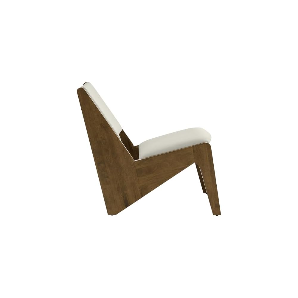 Modway Rylina Faux Leather Accent Chair Set of 2 in Weathered Oak Stone