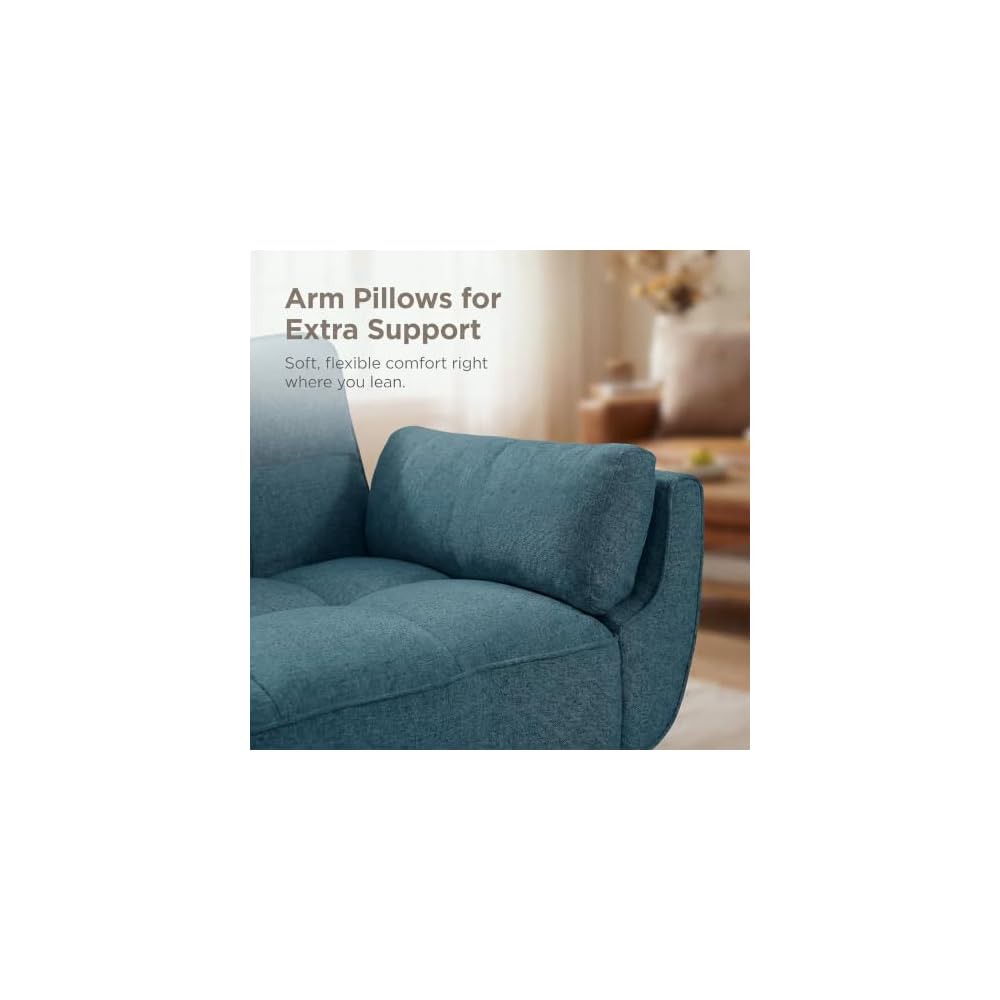 75" Convertible Futon Sofa Bed with Adjustable Backrest, Green