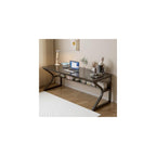 OSCHF 63-Inch Extra Long Desk with Storage Shelf, Warm White