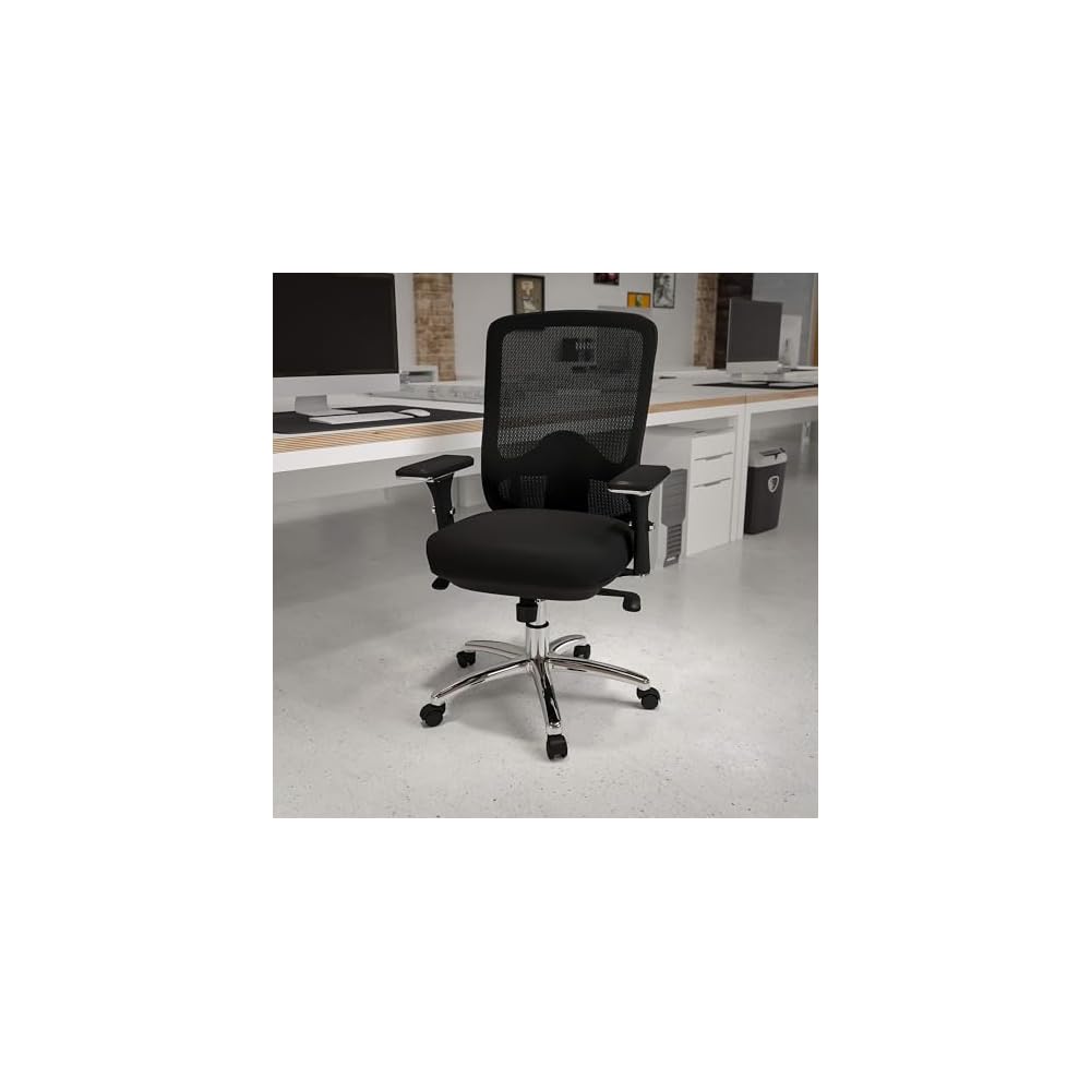 Scranton & Co Big and Tall Fabric Swivel Office Chair in Black