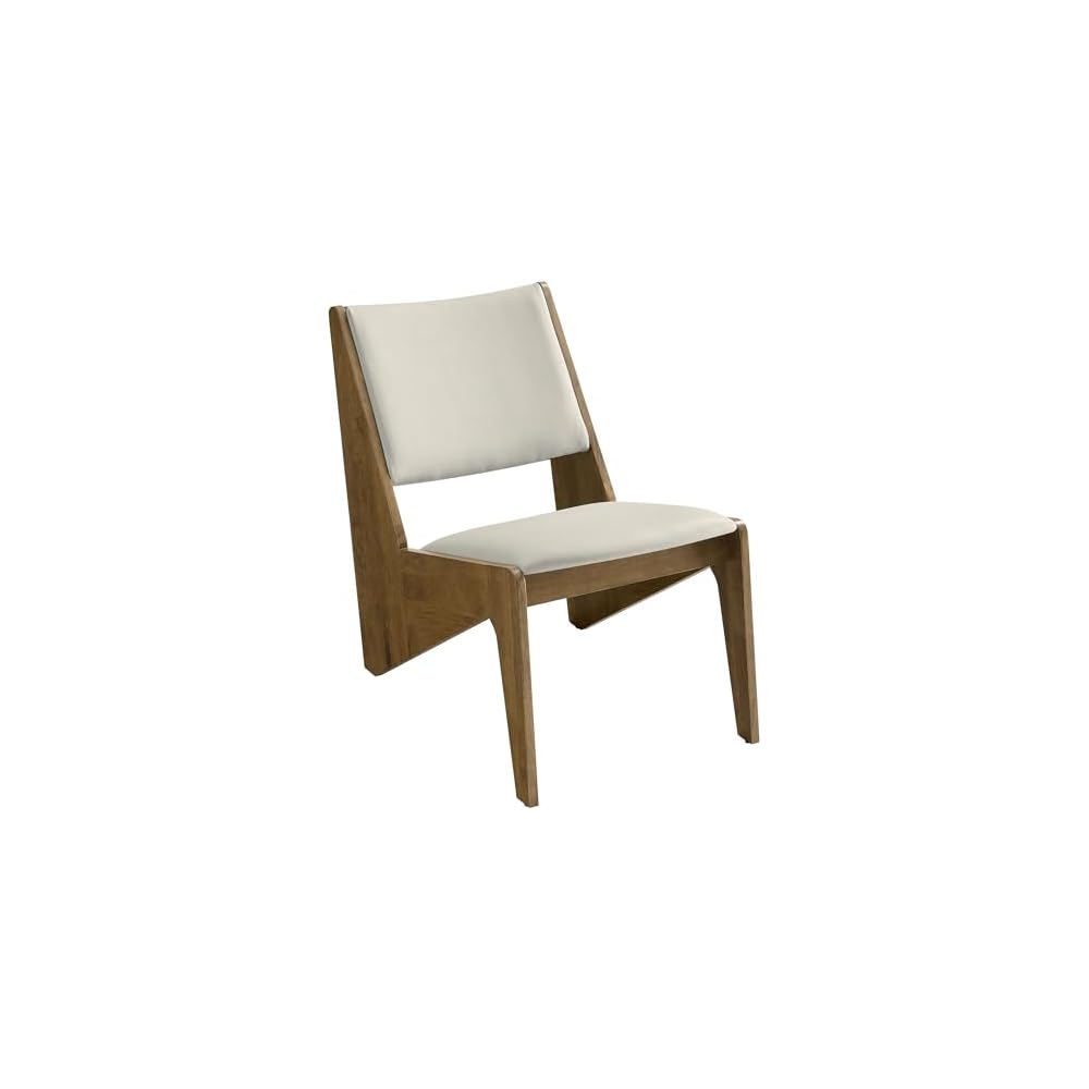 Modway Rylina Faux Leather Accent Chair Set of 2 in Weathered Oak Stone