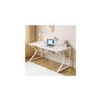 OSCHF 63-Inch Extra Long Desk with Storage Shelf, Warm White