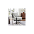 Roundhill Furniture Belvoir Upholstered Spool Accent Chair with Turned Wood Frame, Gray with Black Finish