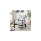 Roundhill Furniture Belvoir Upholstered Spool Accent Chair with Turned Wood Frame, Gray with Black Finish