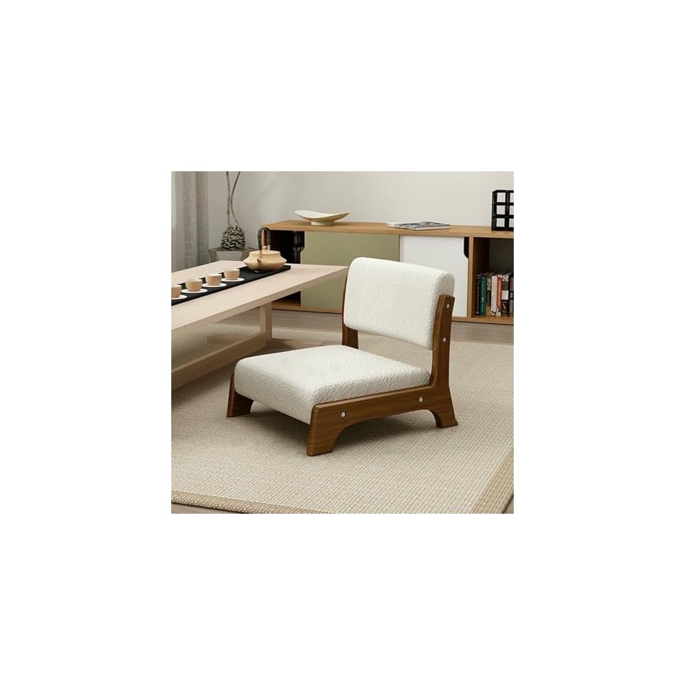 Meditation Chair with Back Support - Solid Wood Tatami Floor Chair for Living Room, Bedroom, Bay Window