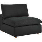 Modway Commix Fabric Down Filled Overstuffed Armless Chair in Black