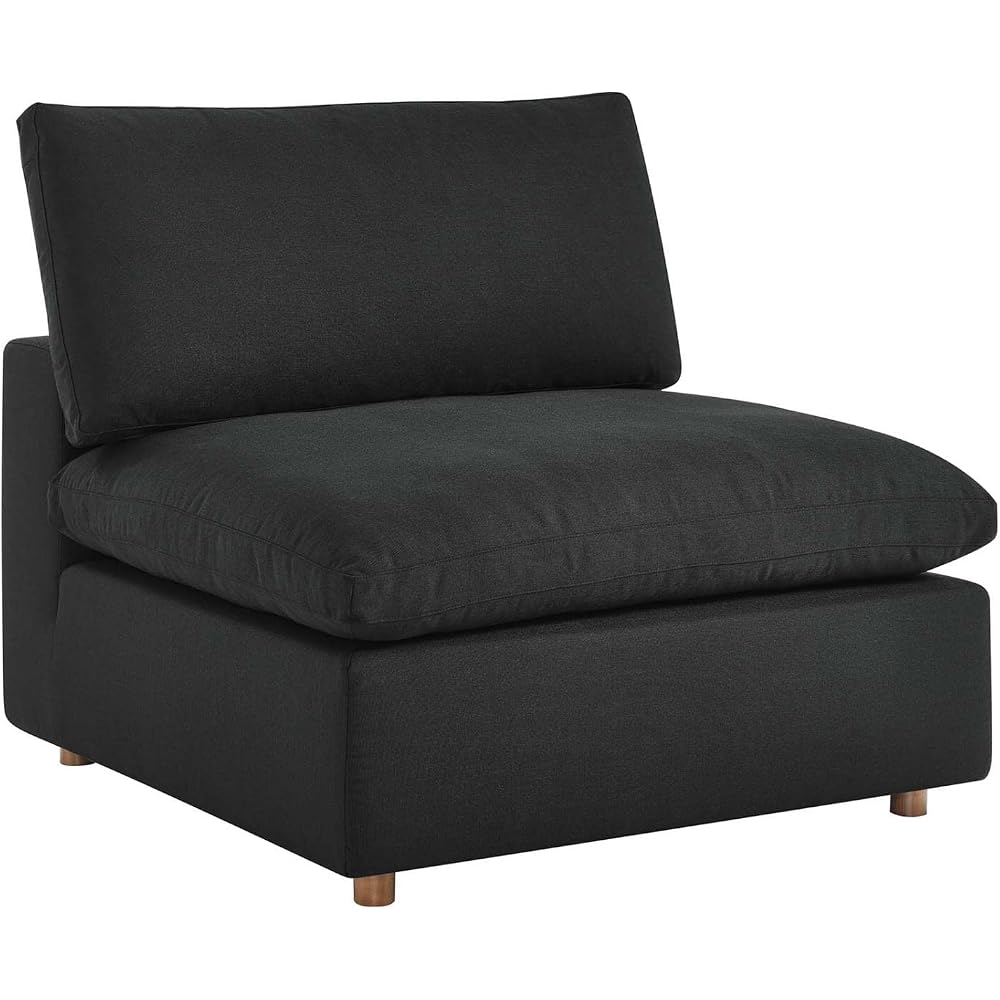 Modway Commix Fabric Down Filled Overstuffed Armless Chair in Black