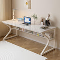 OSCHF 63-Inch Extra Long Desk with Storage Shelf, Warm White