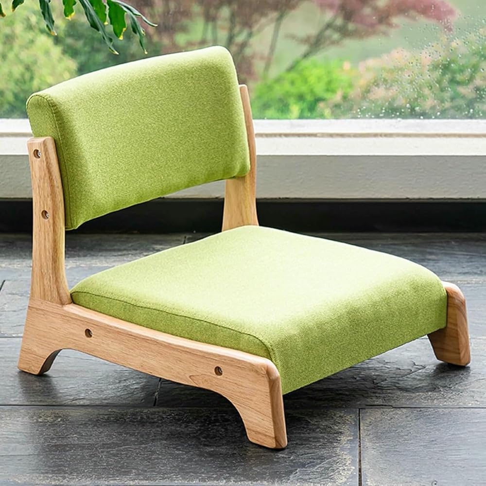 Meditation Chair with Back Support - Solid Wood Tatami Floor Chair for Living Room, Bedroom, Bay Window