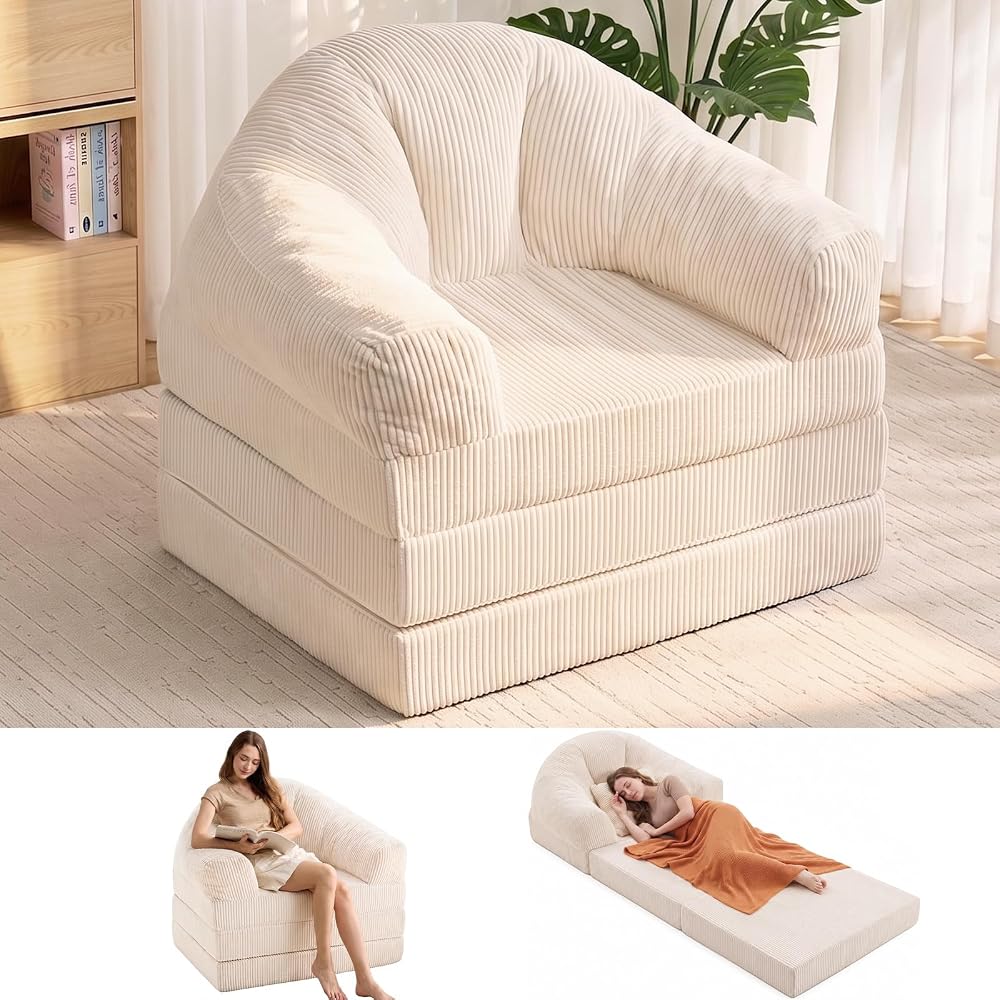 Folding Sofa Bed Convertible Sleeper Chair 2-in-1 Boneless Sofa