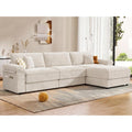 Vipbear 118" Oversized Modular Sectional Couch for Living Room, L Shaped Sectional Sofa with Movable Ottoman, Premium Chenille Upholstery, Extra-Thick Seat Cushion, Beige