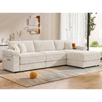Vipbear 118" Oversized Modular Sectional Couch for Living Room, L Shaped Sectional Sofa with Movable Ottoman, Premium Chenille Upholstery, Extra-Thick Seat Cushion, Beige
