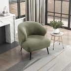 Lexicon Modern Accent Chair, Boucle Fabric Upholstered Single Sofa Chair with Curved Back for Living Room/Bedroom/Office/Apartment, Green